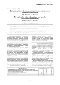 Восстановление формы и функции локтевого сустава (ошибки и осложнения)