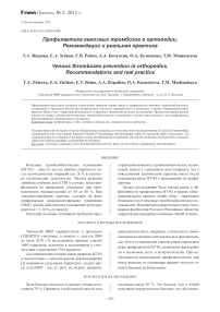 Профилактика венозных тромбозов в ортопедии. Рекомендации и реальная практика