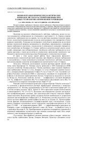 Физиолого-биохимические и оптические признаки листьев растений пшеницы при разных технологиях применения гербицидов