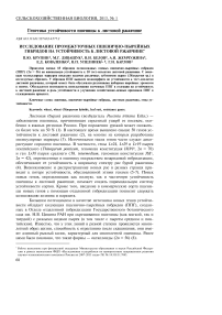 Исследование промежуточных пшенично-пырейных гибридов на устойчивость к листовой ржавчине