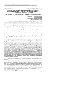 Модели оценки комбинационной способности привоев и подвоев для прогноза урожайности у привитых деревьев яблони