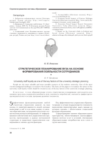 Стратегическое планирование вуза на основе формирования лояльности сотрудников