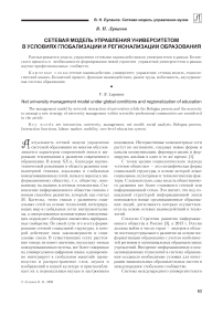 Сетевая модель управления университетом в условиях глобализации и регионализации образования