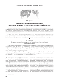 Элементы управления качеством образовательных услуг вуза и процессный подход