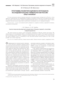 Программы развития кадрового потенциала исследовательских университетов России: опыт анализа