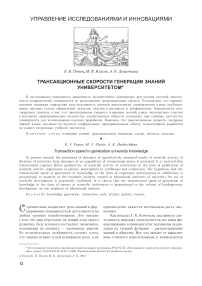 Трансакционные скорости генерации знаний университетом