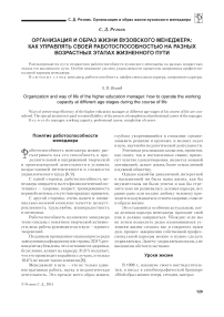 Организация и образ жизни вузовского менеджера: как управлять своей работоспособностью на разных возрастных этапах жизненного пути