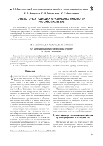 О некоторых подходах к разработке типологии российских вузов