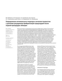 Определение оптимального подхода в лечении пациентов с ранними рецидивами фибрилляции предсердий после первой процедуры аблации