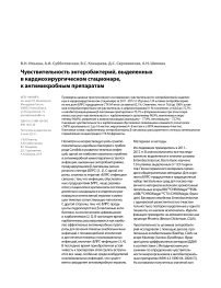 Чувствительность энтеробактерий, выделенных в кардиохирургическом стационаре, к антимикробным препаратам