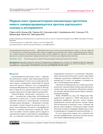 Первый опыт транскатетерной имплантации прототипа нового самораскрывающегося протеза аортального клапана в эксперименте