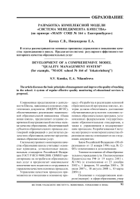 Разработка комплексной модели «Система менеджмента качества» (на примере «МАОУ СОШ № 164 г. Екатеринбурга»)