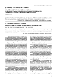 Индивидуальная профессионализация в медицине: девиации в профессиональной роли врача