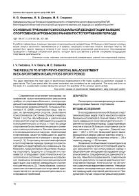 Основные признаки психосоциальной дезадаптации бывших спортсменов-игровиков в раннем постспортивном периоде