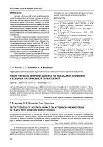 Эффективность влияния ацефена на показатели внимания у больных артериальной гипертензией