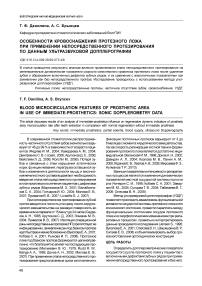 Особенности кровоснабжения протезного ложа при применении непосредственного протезирования по данным ультразвуковой допплерографии