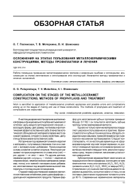 Осложнения на этапах пользования металлокерамическими конструкциями, методы профилактики и лечения