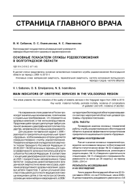 Основные показатели службы родовспоможения в Волгоградской области
