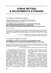 Экспериментальная разработка устройства и операции для устранения перипротезного подтекания после эндопротезирования аневризмы брюшного отдела аорты