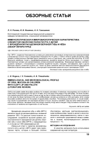 Иммунологическая и микробиологическая характеристика слизистой оболочки полости рта у детей с врождённой расщелиной верхней губы и нёба (обзор литературы)