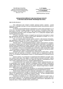 Вклад Всероссийского НИИ масличных культур в научное обеспечение производства рапса