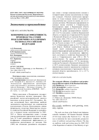 Экономическая эффективность производства семян подсолнечника в различных регионах Российской Федерации
