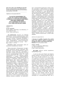 Характер изменчивости качества репродукционных семян (РС1) сортов подсолнечника при выращивании в различных регионах Российской Федерации