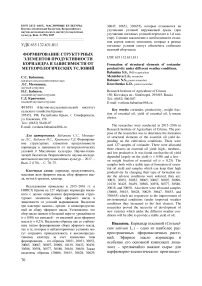 Формирование структурных элементов продуктивности кориандра в зависимости от метеорологических условий