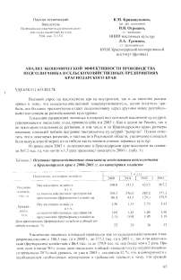 Анализ экономической эффективности производства подсолнечника в сельскохозяйственных предприятиях Краснодарского края