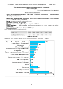 Исследование электоральных предпочтений населения Санкт-Петербурга