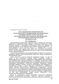 Изучение возможности практического применения полиэфирных антимикробных волокон для изготовления текстильных материалов, обладающих биологической активностью