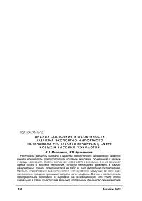 Анализ состояния и особенности развития экспортно-импортного потенциала Республики Беларусь в сфере новых и высоких технологий