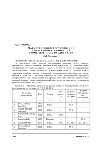 Маркетинговое тестирование продуктовых инноваций промышленных предприятий