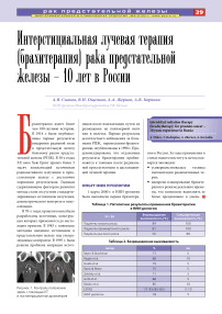 Интерстициальная лучевая терапия (брахитерапия) рака предстательной железы - 10 лет в России