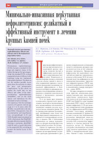 Минимально-инвазивная перкутанная нефролитотрипсия: деликатный и эффективный инструмент в лечении крупных камней почек