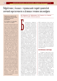 Нефрэктомия у больных с терминальной стадией хронической почечной недостаточности и активным течением пиелонефрита