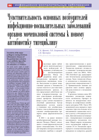 Чувствительность основных возбудителей инфекционно-воспалительных заболеваний органов мочеполовой системы к новому антибиотику тигециклину