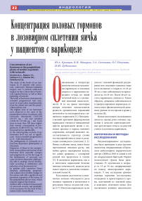 Концентрация половых гормонов в лозовидном сплетении яичка у пациентов с варикоцеле