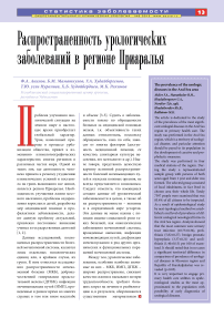 Распространенность урологических заболеваний в регионе Приаралья