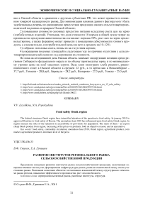 Развитие институтов регионального рынка сельскохозяйственной продукции