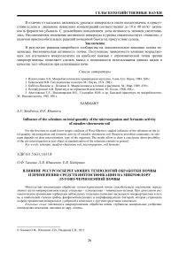 Влияние ресурсосберегающих технологий обработки почвы и применения средств интенсификации на микрофлору лугово-черноземной почвы