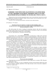 Влияние генетических факторов на взаимосвязь качественных и количественных показателей молочной продуктивности черно-пестрого скота