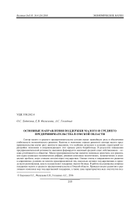 Основные направления поддержки малого и среднего предпринимательства в Омской области