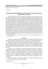 Потенциал продуктивности и экологическая пластичность сортов овса на корм