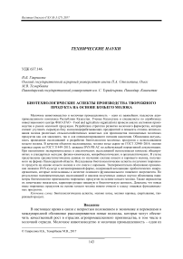 Биотехнологические аспекты производства творожного продукта на основе козьего молока