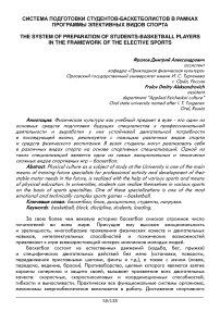 Система подготовки студентов-баскетболистов в рамках программы элективных видов спорта