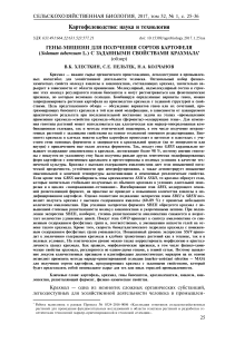 Гены-мишени для получения сортов картофеля (Solanum tuberosum L.) с заданными свойствами крахмала