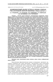 Изоферментный анализ эстераз в зрелых семенах гексаплоидной мягкой пшеницы (Triticum aestivum L.)