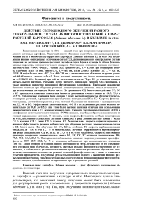 Действие светодиодного облучения разного спектрального состава на фотосинтетический аппарат растений картофеля (Solanum tuberosum L.) в культуре in vitro