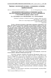 Неканонический подход к решению задачи наследственного повышения засухоустойчивости у растений (на примере хлебных злаков)